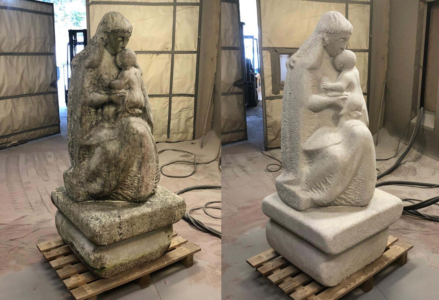 Sandstrahlen bei Statue durch Sandstrahlen Grahammer